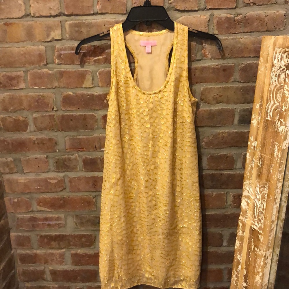 Gold shift dress